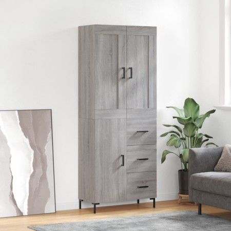 Aparador alto madera contrachapada gris sonoma 69,5x34x180 cm