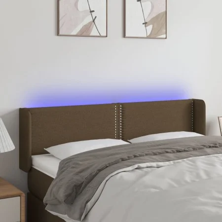 Headboard with LED in dark brown fabric 147x16x78/88 cm by vidaXL, Headboards and footboards - Ref: Foro24-3123097, Price: 61...