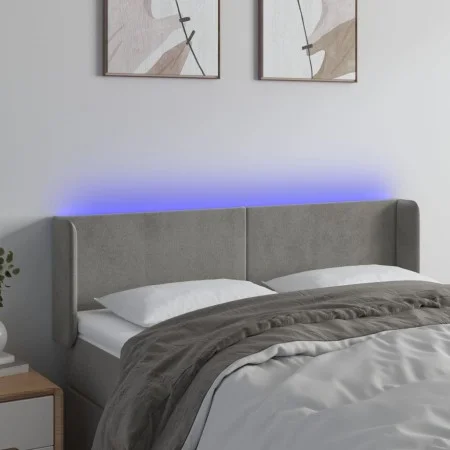 Hellgraues Samtkopfteil mit LED 147x16x78/88 cm von vidaXL, Kopf- und Fußteile - Ref: Foro24-3123004, Preis: 75,94 €, Rabatt: %
