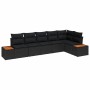 Conjunto de sofá de jardín con cojín 6 pcs Negro Poliratán