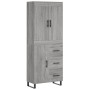Aparador alto madera contrachapada gris sonoma 69,5x34x180 cm
