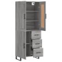 Aparador alto madera contrachapada gris sonoma 69,5x34x180 cm
