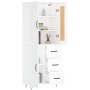 Aparador alto madera contrachapada blanco 69,5x34x180 cm
