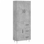 Aparador alto madera contrachapada gris hormigón 69,5x34x180 cm