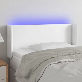 Cabecero con LED cuero sintético blanco 93x16x78/88 cm de vidaXL, Cabeceros y pies de cama - Ref: Foro24-3123035, Precio: 68,...