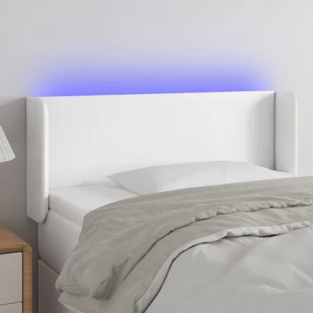 Kopfteil mit LED, weißem Kunstleder, 93 x 16 x 78/88 cm von vidaXL, Kopf- und Fußteile - Ref: Foro24-3123035, Preis: 68,16 €,...