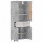 Aparador alto madera contrachapada gris hormigón 69,5x34x180 cm