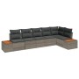 Conjunto de sofá de jardín con cojín 6 pcs Gris Poliratán