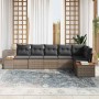 Conjunto de sofá de jardín con cojín 6 pcs Gris Poliratán