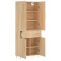 Aparador alto madera contrachapada color roble 69,5x34x180 cm