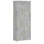 Aparador alto madera contrachapada gris hormigón 69,5x34x180 cm