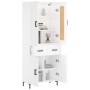 Aparador alto madera contrachapada blanco 69,5x34x180 cm