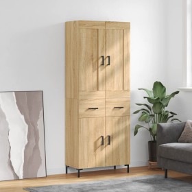 Aparador alto madera contrachapada color roble 69,5x34x180 cm