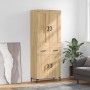 Aparador alto madera contrachapada color roble 69,5x34x180 cm