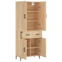 Aparador alto madera contrachapada color roble 69,5x34x180 cm
