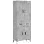 Aparador alto madera contrachapada gris hormigón 69,5x34x180 cm