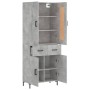 Aparador alto madera contrachapada gris hormigón 69,5x34x180 cm