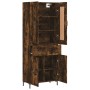 Aparador alto madera contrachapada roble ahumado 69,5x34x180 cm