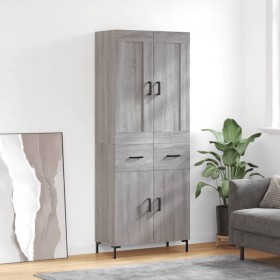 Aparador alto madera contrachapada gris sonoma 69,5x34x180 cm