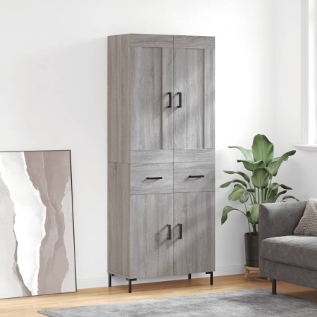 Aparador alto madera contrachapada gris sonoma 69,5x34x180 cm