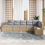 Conjunto de sofá de jardín con cojín 6 pcs Beige Poliratán