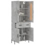 Aparador alto madera contrachapada gris hormigón 69,5x34x180 cm