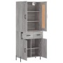 Aparador alto madera contrachapada gris sonoma 69,5x34x180 cm