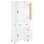 Aparador alto madera contrachapada blanco 69,5x34x180 cm