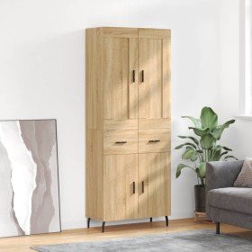 Aparador alto madera contrachapada color roble 69,5x34x180 cm