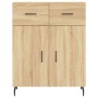 Aparador alto madera contrachapada color roble 69,5x34x180 cm