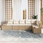 Conjunto de sofá de jardín con cojín 6 pcs Beige Poliratán