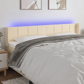 Cream fabric headboard with LED 183x16x78/88 cm by vidaXL, Headboards and footboards - Ref: Foro24-3123255, Price: 77,42 €, D...