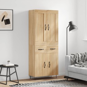 Aparador alto madera contrachapada color roble 69,5x34x180 cm