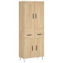Aparador alto madera contrachapada color roble 69,5x34x180 cm