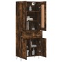 Aparador alto madera contrachapada roble ahumado 69,5x34x180 cm
