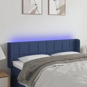 Kopfteil aus blauem Stoff mit LED 147x16x78/88 cm von vidaXL, Kopf- und Fußteile - Ref: Foro24-3123240, Preis: 68,05 €, Rabat...