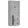 Aparador alto madera contrachapada gris hormigón 69,5x34x180 cm
