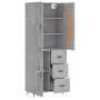 Aparador alto madera contrachapada gris hormigón 69,5x34x180 cm