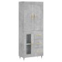 Aparador alto madera contrachapada gris hormigón 69,5x34x180 cm