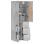Aparador alto madera contrachapada gris hormigón 69,5x34x180 cm