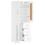 Aparador alto madera contrachapada blanco 69,5x34x180 cm