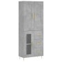 Aparador alto madera contrachapada gris hormigón 69,5x34x180 cm