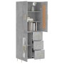Aparador alto madera contrachapada gris hormigón 69,5x34x180 cm
