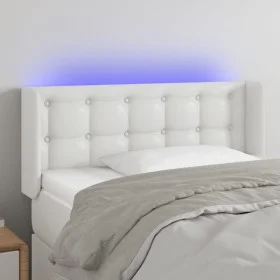 Kopfteil mit LED, weißem Kunstleder, 93 x 16 x 78/88 cm von vidaXL, Kopf- und Fußteile - Ref: Foro24-3123315, Preis: 64,28 €,...