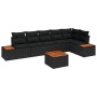 Conjunto de sofá de jardín con cojín 7 pcs Negro Poliratán