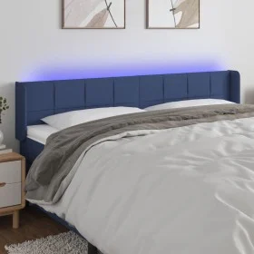 Blue fabric headboard with LED 183x16x78/88 cm by vidaXL, Headboards and footboards - Ref: Foro24-3123256, Price: 71,31 €, Di...
