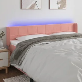 Pink velvet headboard with LED 183x16x78/88 cm by vidaXL, Headboards and footboards - Ref: Foro24-3123301, Price: 74,68 €, Di...