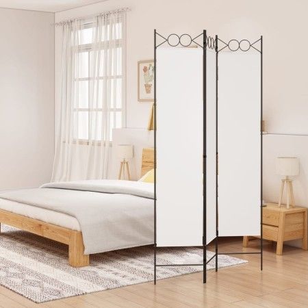 Divider screen with 3 white fabric panels 120x200 cm by vidaXL, Room dividers - Ref: Foro24-350146, Price: 35,49 €, Discount: %