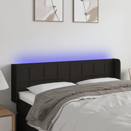 Black fabric headboard with LED 147x16x78/88 cm by vidaXL, Headboards and footboards - Ref: Foro24-3123236, Price: 73,13 €, D...