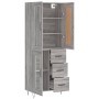 Aparador alto madera contrachapada gris sonoma 69,5x34x180 cm